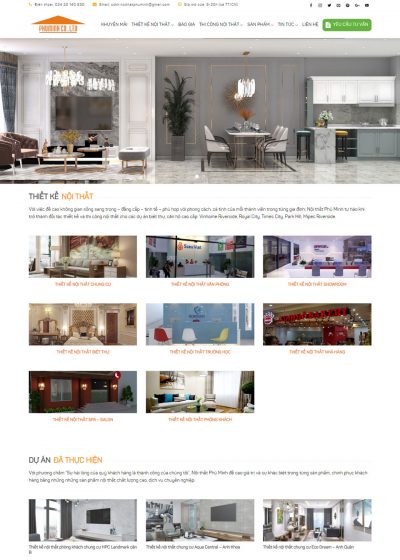 Thiết kế website nội thất cho nội thất phú minh